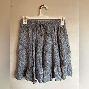 Blue Floral High Waisted Skirt | Size Small